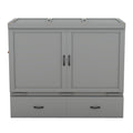 Full Size Murphy Bed With Usb Port And A Large Drawer, Gray Gray Solid Wood Mdf