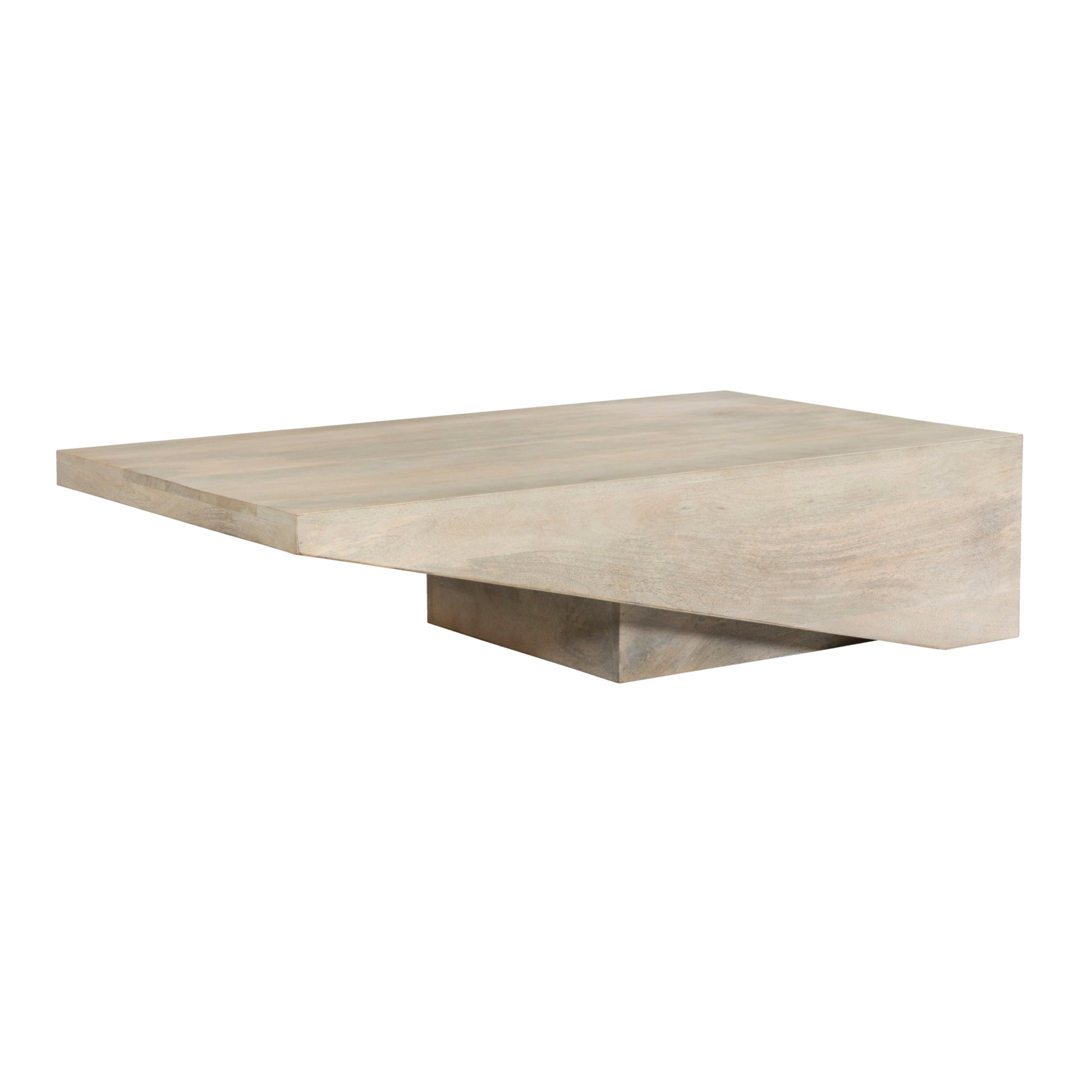 Modern White Washed Solid Wood Coffee Table White Washed White Primary Living Space Luxury Mango Polished Solid Wood Sled