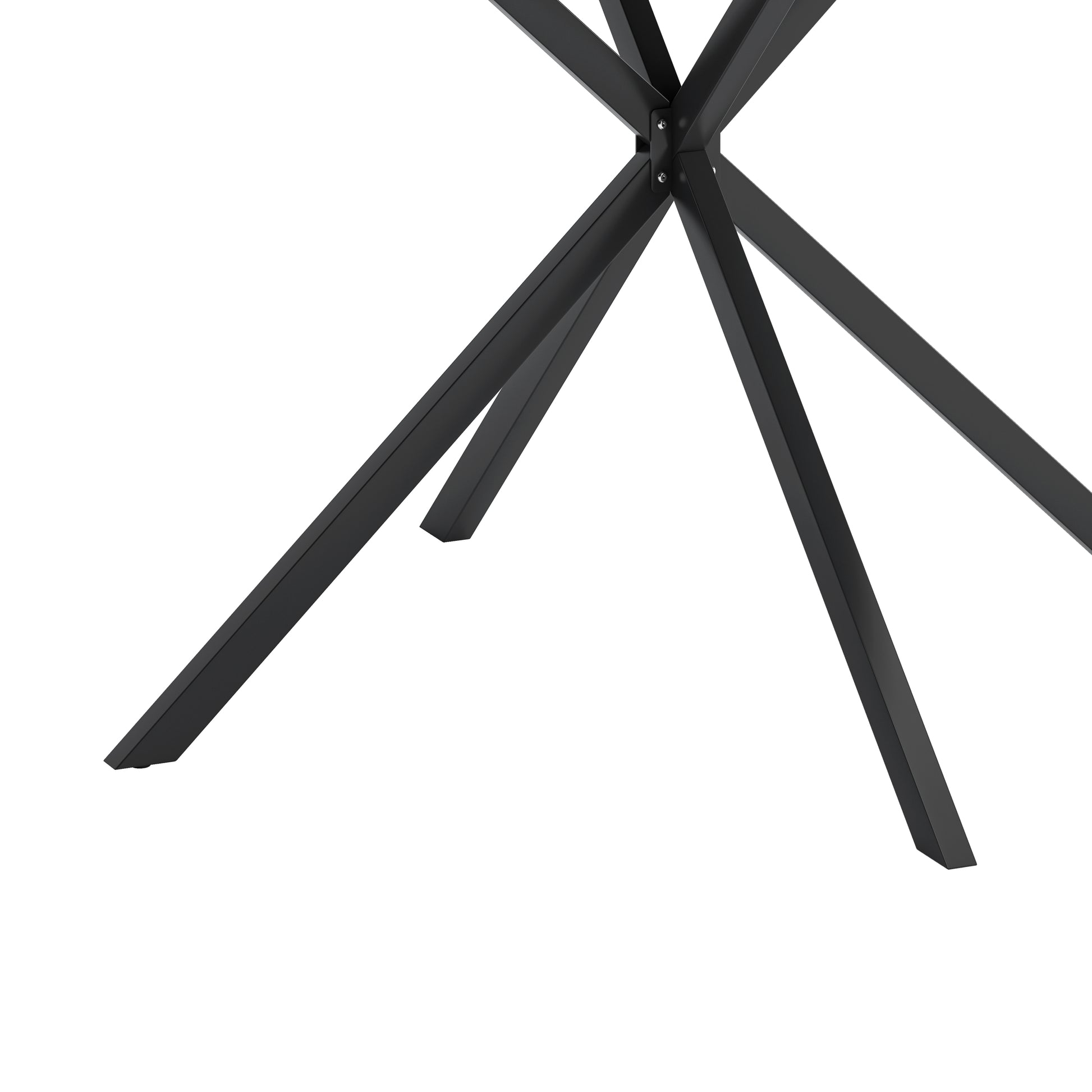 47.24'' Modern Cross Leg Round Dining Table, Black Top Occasional Table, Two Piece Removable Top, Matte Finish Iron Legs Black Mdf Metal