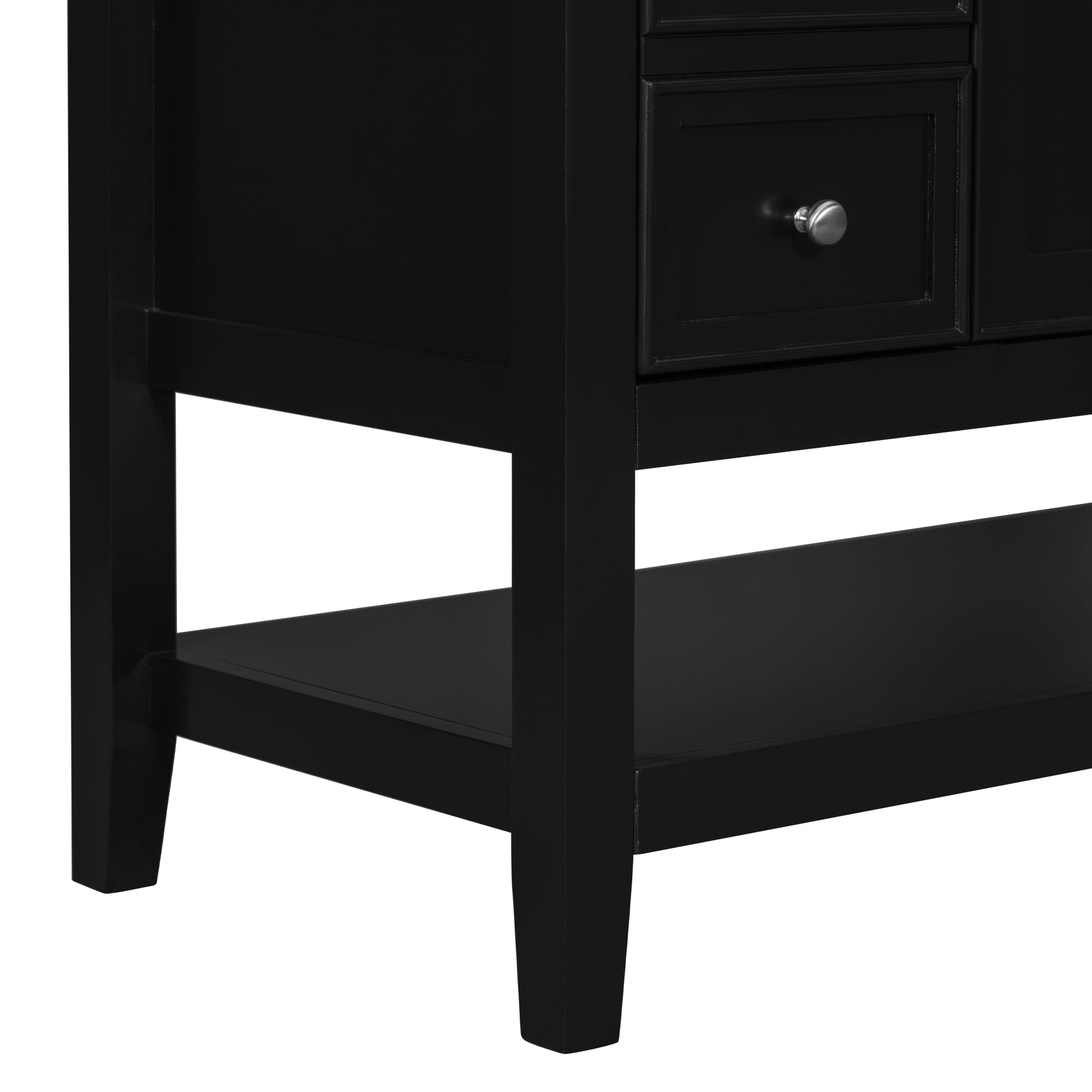 36" Bathroom Vanity Without Sink, Cabinet Base Only, One Cabinet And Three Drawers, Black Black Solid Wood Mdf