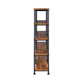 Antique Nutmeg And Black Double Wide Bookcase 4 Brown Brown Standard Vertical Office Open Back Wood Farmhouse,Rustic Wood