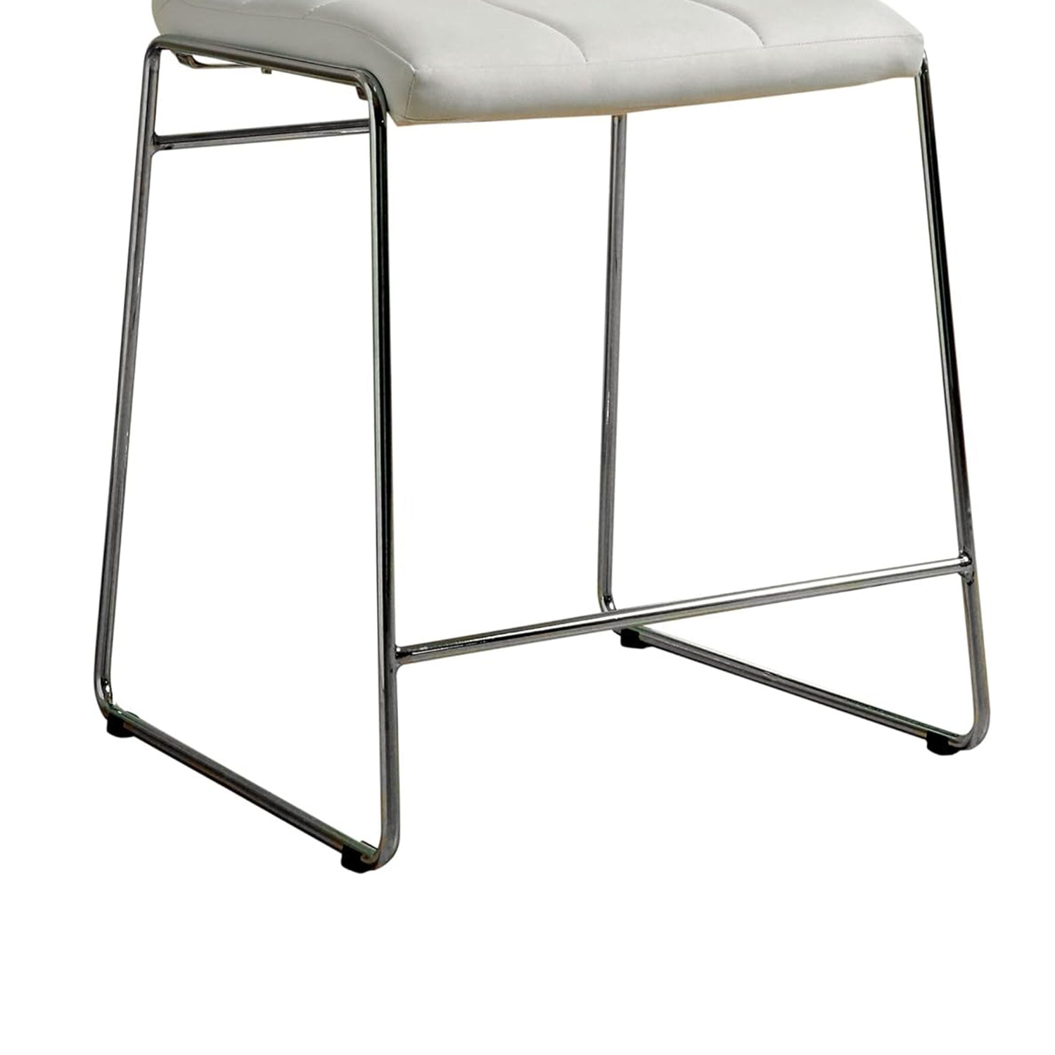 Set Of 2Upholstered Counter Hight Chairs In White And Chrome Solid White Dining Room Side Chair Faux Leather