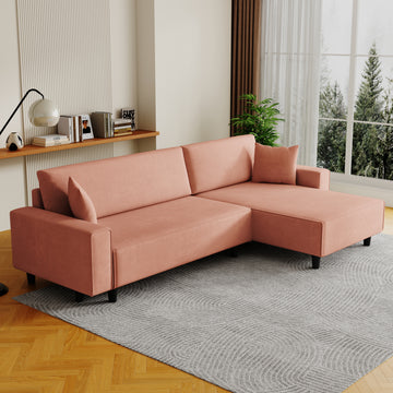 The 93 Inch Orange Corduroy Sofa Bed Comes With Two Pillows To Fit In The Living Room And The Apartment Is Not Overcrowded Orange Corduroy 3 Seat