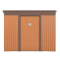 4.2 X 9.1 Ft Outdoor Storage Shed, Metal Tool Shed With Lockable Doors Vents, Utility Garden Shed For Patio Lawn Backyard,Brown Brown Metal