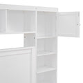 Queen Size Wooden Bed With All In One Cabinet, Shelf And Sockets,Twin Xl Trundle,White Queen White Solid Wood