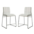 Set Of 2Upholstered Counter Hight Chairs In White And Chrome Solid White Dining Room Side Chair Faux Leather