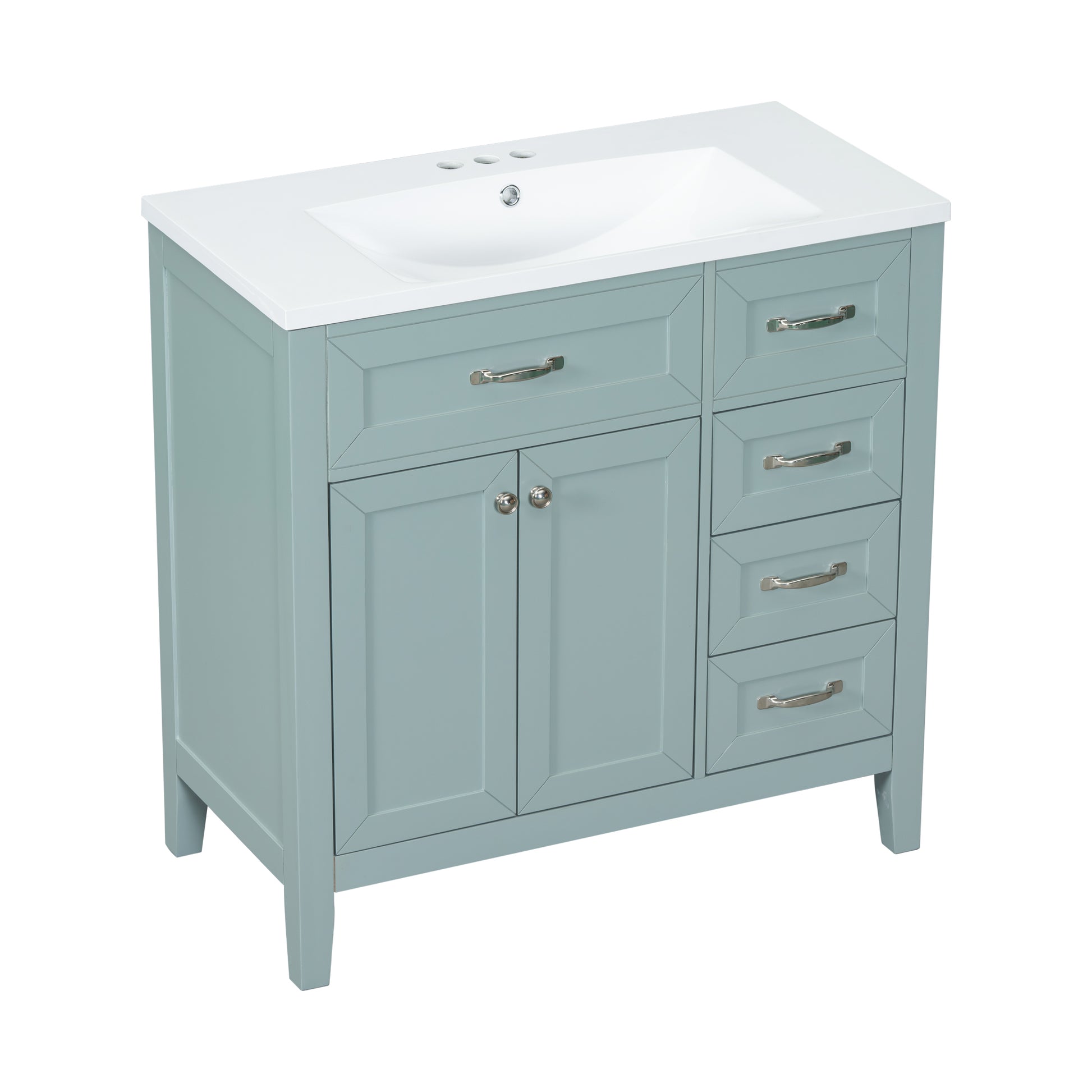 36" Bathroom Vanity With Sink Combo, Green Bathroom Cabinet With Drawers, Solid Frame And Mdf Board Green Solid Wood Mdf