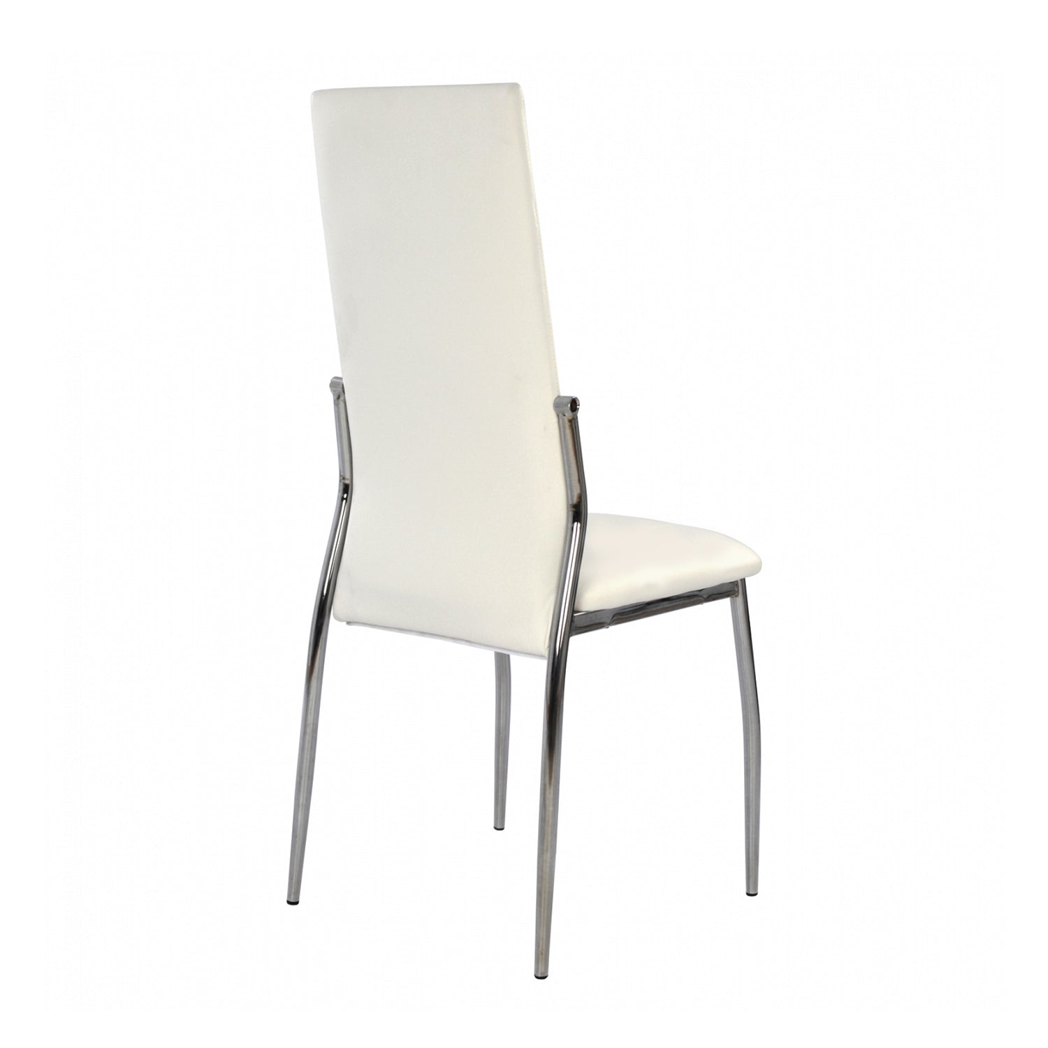 Set Of 2 Padded Whitedining Chairs In Chrome Finish Solid White Dining Room Dining Chairs Faux Leather