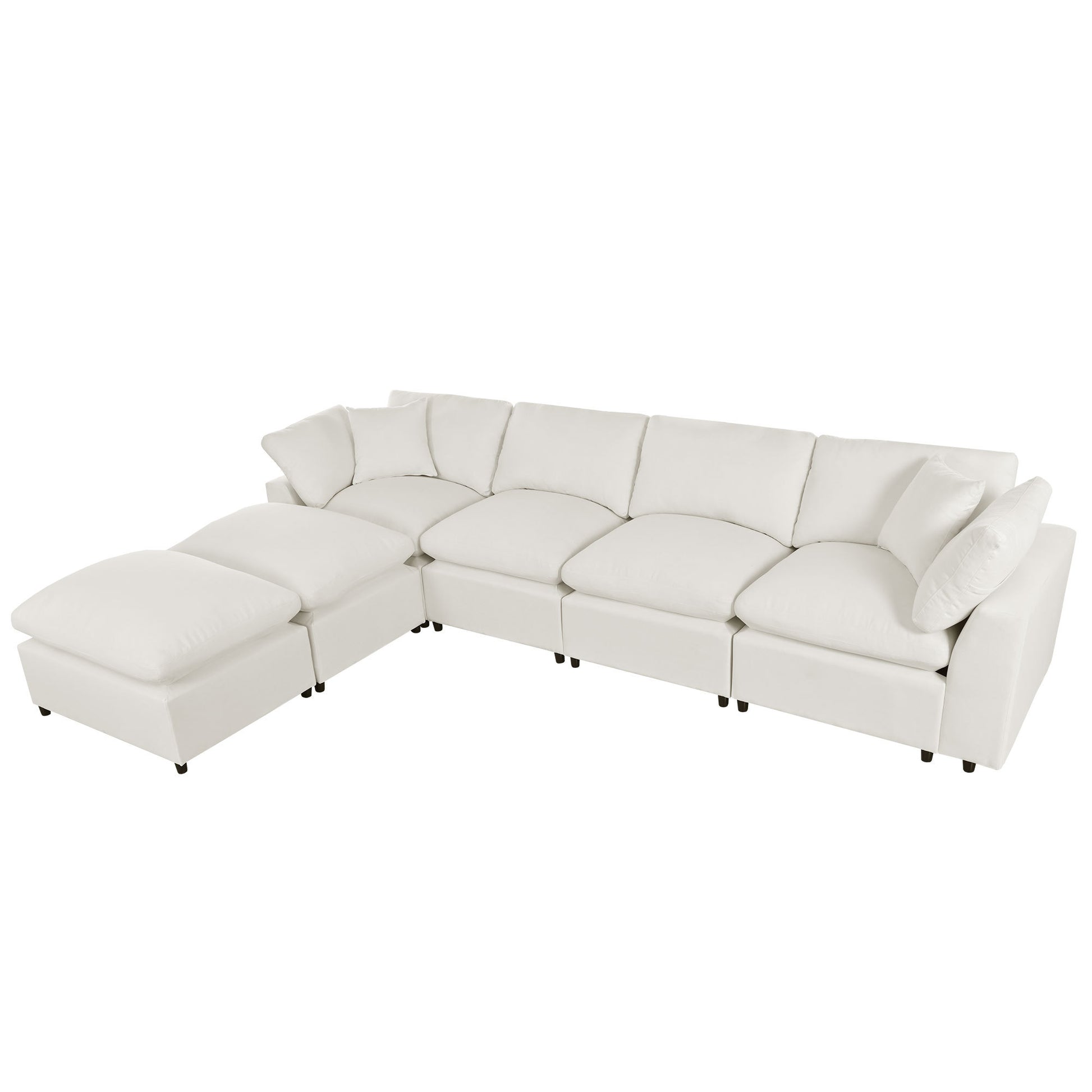 Modern Large U Shape Sectional Sofa, 2 Large Chaise With Removable Ottomans For Living Room Beige Polyester Primary Living Space Pillow Back American Design Polyester 6 Seat