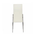 Set Of 2 Padded Whitedining Chairs In Chrome Finish Solid White Dining Room Dining Chairs Faux Leather