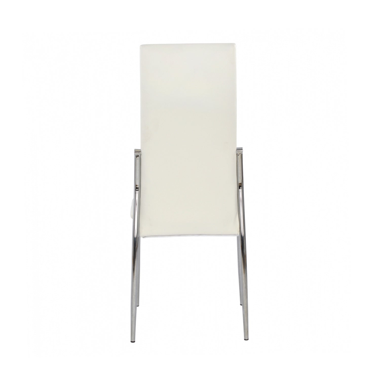 Set Of 2 Padded Whitedining Chairs In Chrome Finish Solid White Dining Room Dining Chairs Faux Leather