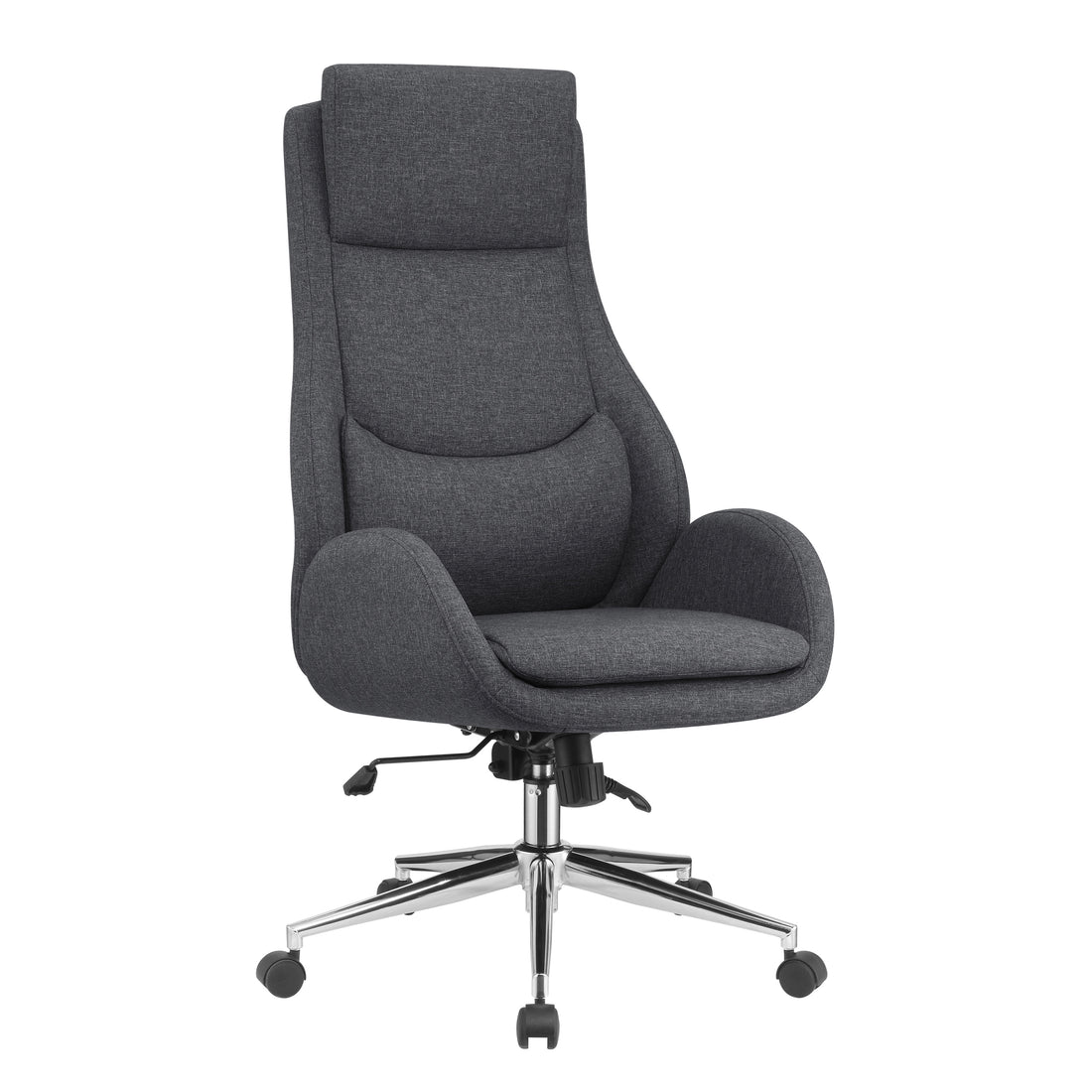 Chrome And Grey Adjustable Desk Chair Solid Grey Office Foam Spot Clean Contemporary,Modern Office Chairs Solid Back Foam Casters Upholstered