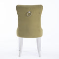 Nikki Collection Modern, High End Tufted Solid Wood Contemporary Velvet Upholstered Dining Chair With Chrome Stainless Steel Plating Legs,Nailhead Trim,Set Of 2,Olive Green And Chrome, Sw1701Ol Olive Green Dining Room American Design Rubberwood Foam