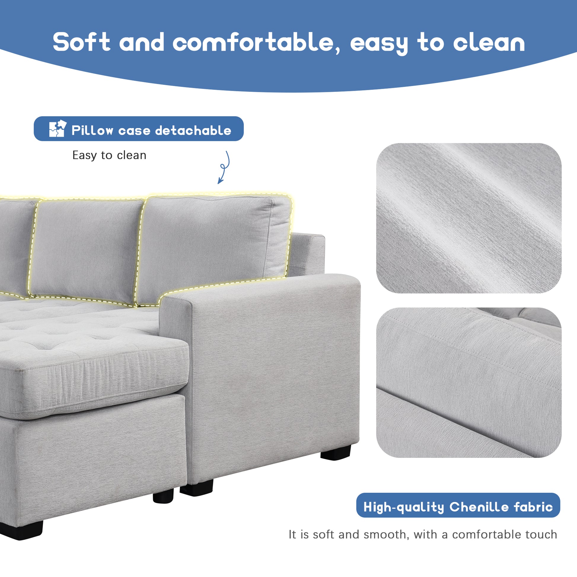 Sectional Sleeper Sofa With Pull Out Bed And Lounge Chair, Usb And Type C Interfaces, Suitable For Living Room, Office, And Spacious Spaces Gray Polyester