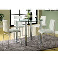 Set Of 2Upholstered Counter Hight Chairs In White And Chrome Solid White Dining Room Side Chair Faux Leather