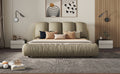 Queen Size Luxury Upholstered Bed With Thick Headboard, Vevet Queen Bed With Oversized Padded Backrest, Cinerous Expect Arrive Date 2024 4 7 Queen Stone Gray Velvet