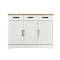 Farmhouse Buffet Cabinet Storage Sideboard With 3 Drawers And 3 Doors For Dining Living Room Kitchen Cupboard White White Mdf