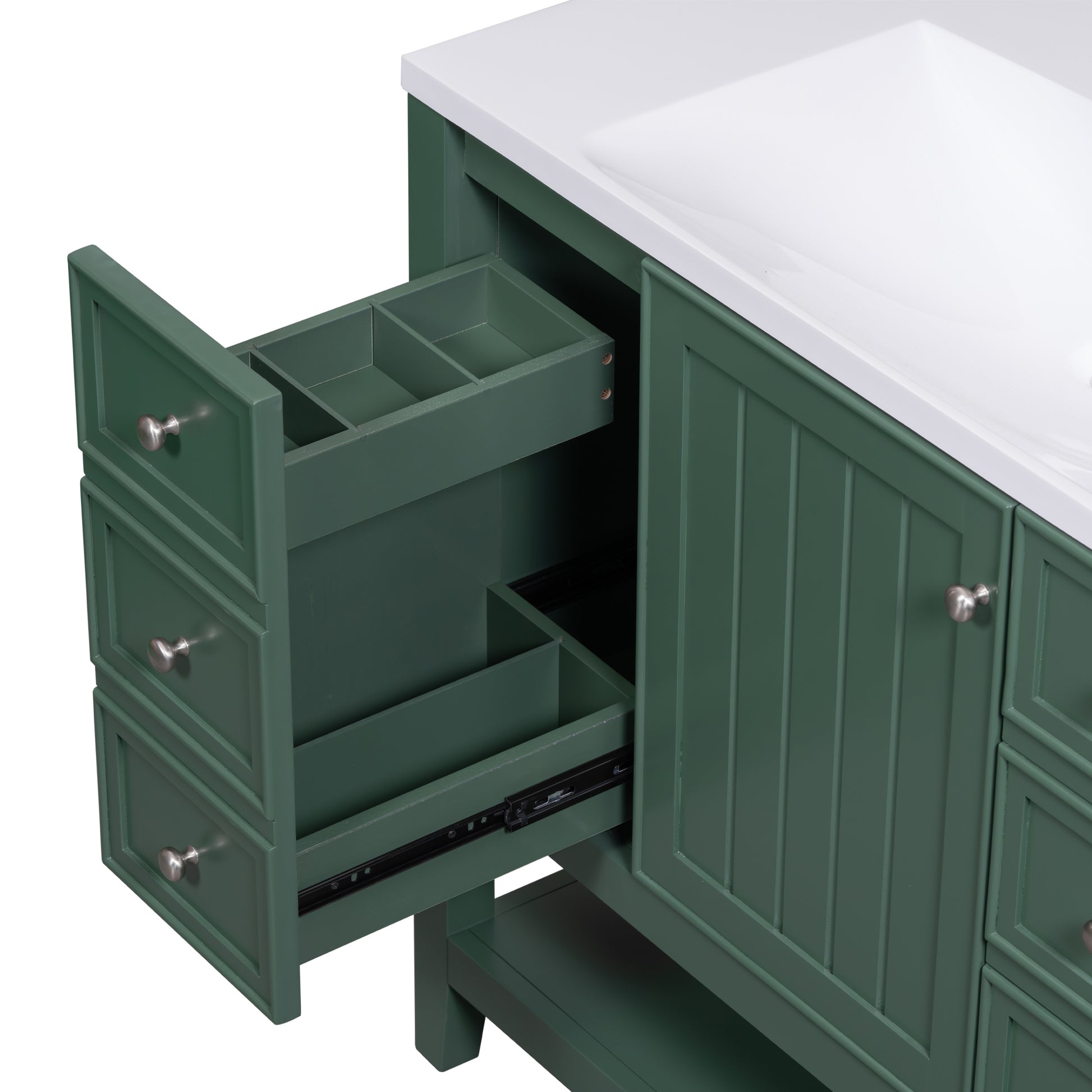 36" Bathroom Vanity With Sink Combo, One Cabinet And Three Drawers, Solid Wood And Mdf Board, Green Green Solid Wood Mdf