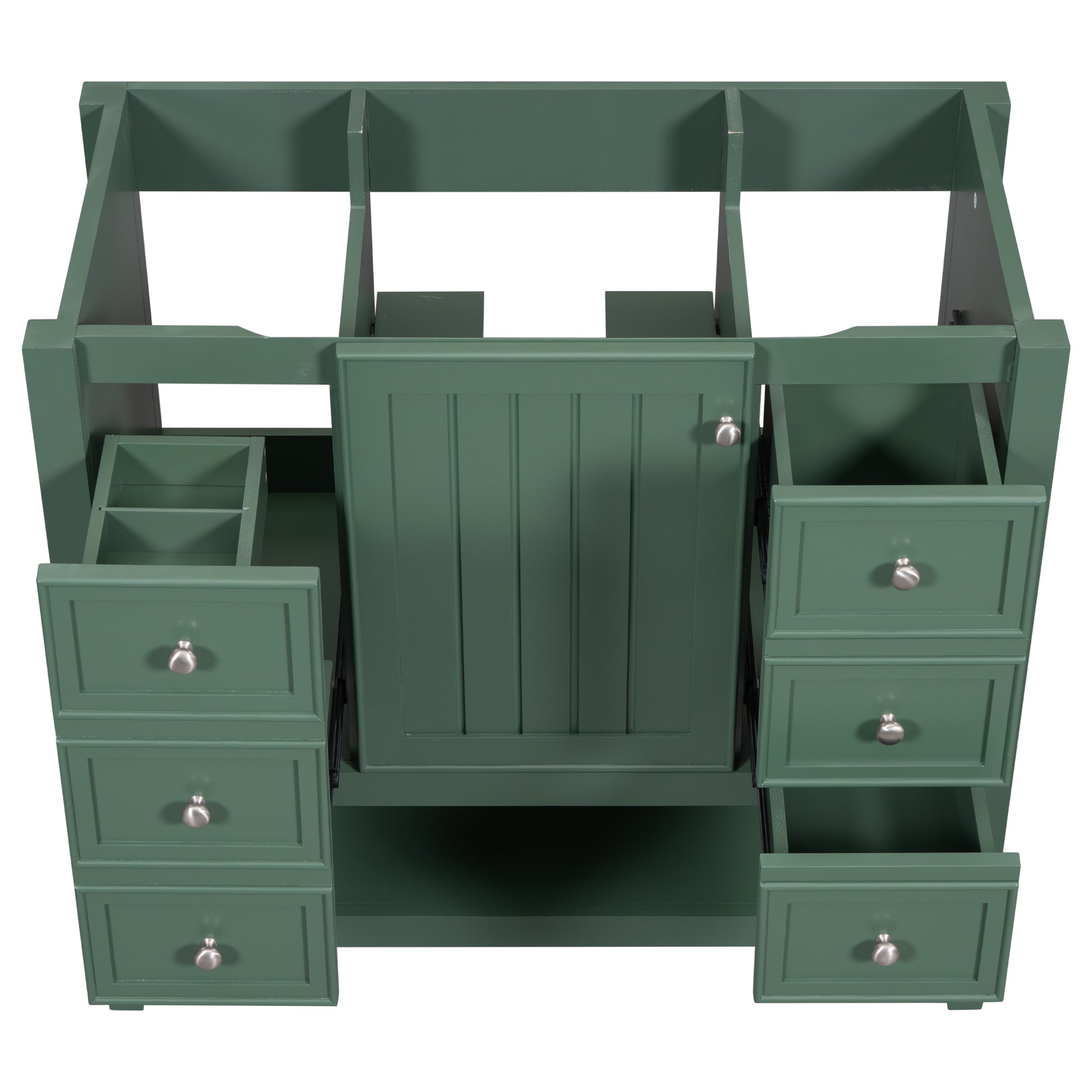 36" Bathroom Vanity Without Sink, Cabinet Base Only, One Cabinet And Three Drawers, Green Green Solid Wood Mdf