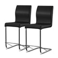 Set Of 2 Paddeddining Chairs In Black And Chrome Finish Solid Chrome Dining Room Metal