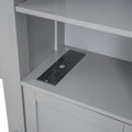 Queen Size Wooden Bed With All In One Cabinet, Shelf And Sockets,Twin Xl Trundle, Gray Queen Gray Solid Wood