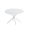 47.24'' Modern Cross Leg Round Dining Table, White Top Occasional Table, Two Piece Removable Top, Matte Finish Iron Legs White Mdf Metal