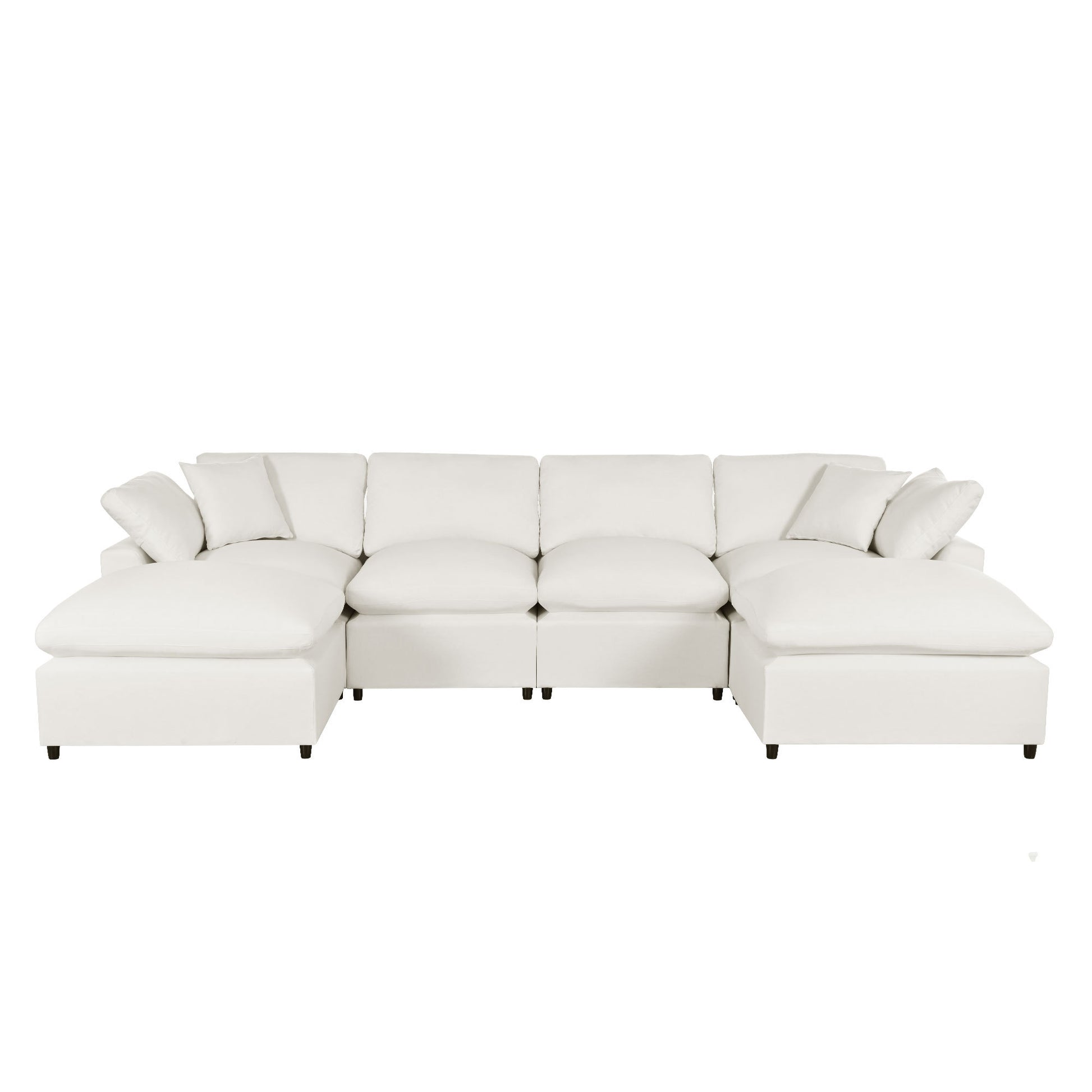 Modern Large U Shape Sectional Sofa, 2 Large Chaise With Removable Ottomans For Living Room Beige Polyester Primary Living Space Pillow Back American Design Polyester 6 Seat