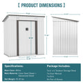 4 X 6 Ft Outdoor Storage Shed, Patio Steel Metal Shed W Lockable Sliding Doors, Vents, House For Backyard Garden Patio Lawn White Metal