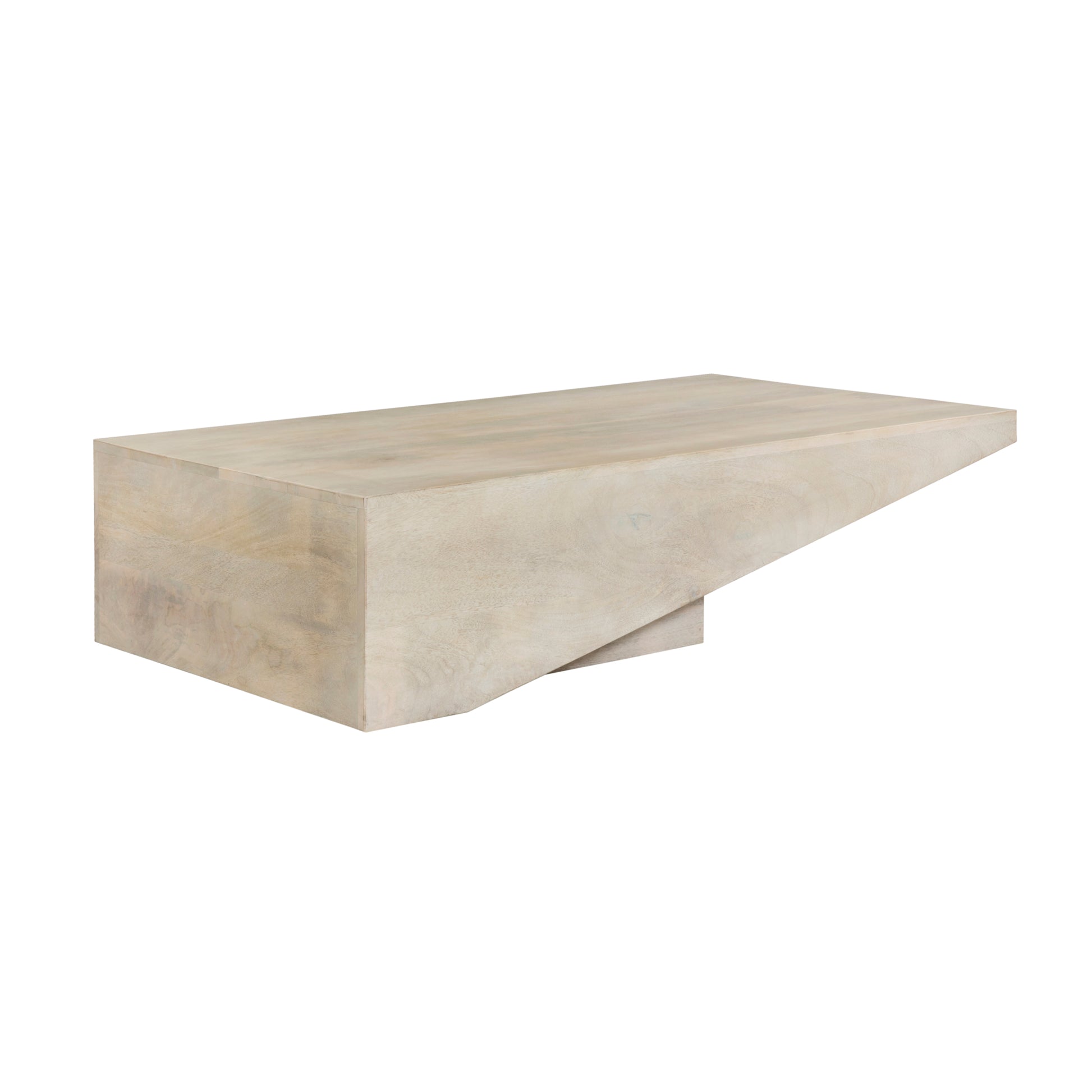 Modern White Washed Solid Wood Coffee Table White Washed White Primary Living Space Luxury Mango Polished Solid Wood Sled