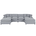Modern Large U Shape Sectional Sofa, 2 Large Chaise With Removable Ottomans For Living Room Grey Polyester Primary Living Space Pillow Back American Design Polyester 6 Seat