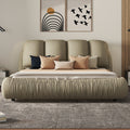 Queen Size Luxury Upholstered Bed With Thick Headboard, Vevet Queen Bed With Oversized Padded Backrest, Cinerous Expect Arrive Date 2024 4 7 Queen Stone Gray Velvet
