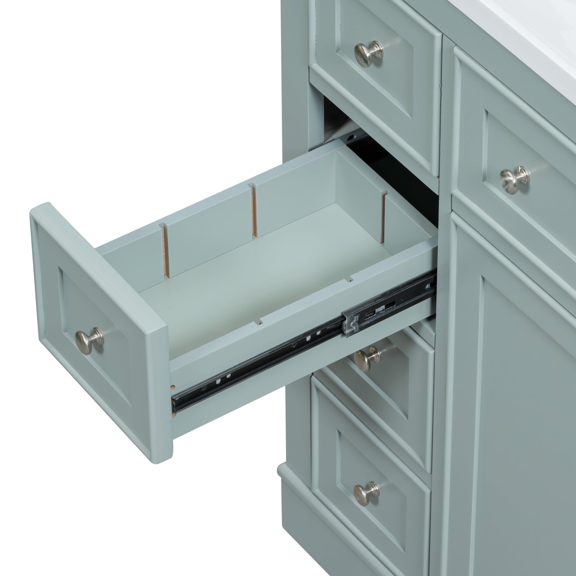 36" Bathroom Vanity With Sink Combo, One Cabinet And Six Drawers, Solid Wood And Mdf Board, Green Green Solid Wood Mdf