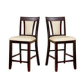 Set Of 2 Padded Ivorycounter Height Chairs In Dark Cherry Finish Solid Cherry Dining Room Dining Chairs Wood