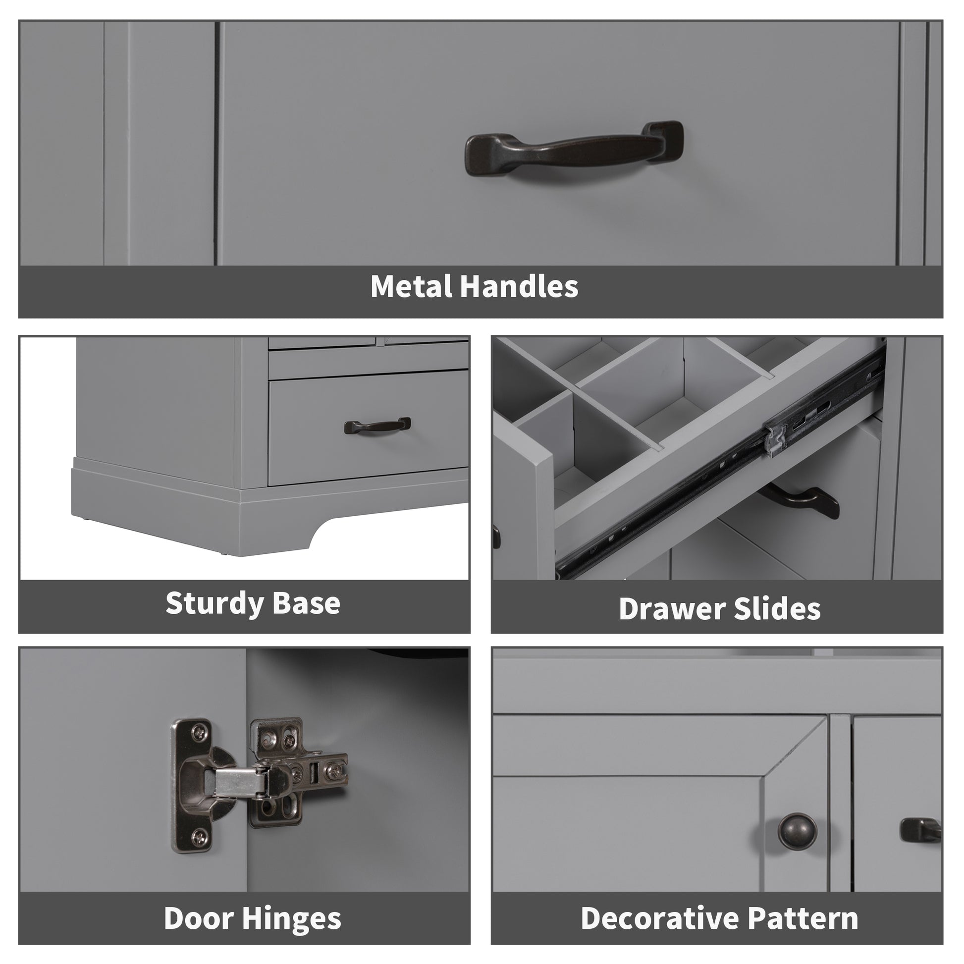 36" Bathroom Vanity With Sink Combo, Six Drawers, Multi Functional Drawer Divider, Adjustable Shelf, Grey Old Sku:Sy999808Aae Grey Solid Wood Mdf