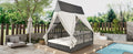 Outdoor Daybed Patio Lounge Bed With Adjustable Backrest Outdoor Double Sun Lounger With Curtains, 4 Pillows For Garden Patio Poolside Balcony Beach, Beige Yes Beige Water Resistant Frame Water Resistant Cushion Garden & Outdoor Sectional Seating Groups