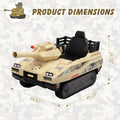 Ride On Tank 24V Thunder Tank Car With Fighting Cannon And Rotating Turret, Remote Control, Lights, Music, Military Battery Powered Truck Toy Gift For Boys Girls, 3 8 Years Old, Desert Yellow Yellow Polypropylene