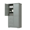 Tall And Wide Storage Cabinet With Doors For Bathroom Office, Three Drawers, Grey Grey Mdf