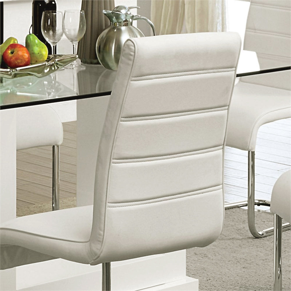 Set Of 2 Padded Whiteside Chiars In Chrome Finish Solid White Dining Room Side Chair Faux Leather