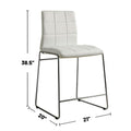 Set Of 2Upholstered Counter Hight Chairs In White And Chrome Solid White Dining Room Side Chair Faux Leather