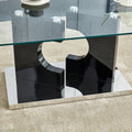 A Rectangular Modern And Fashionable Coffee Table With Tempered Glass Tabletop And Black Mdf Legs. Suitable For Living Room.47.2