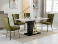 Nikki Collection Modern, High End Tufted Solid Wood Contemporary Velvet Upholstered Dining Chair With Chrome Stainless Steel Plating Legs,Nailhead Trim,Set Of 2,Olive Green And Chrome, Sw1701Ol Olive Green Dining Room American Design Rubberwood Foam