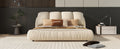 Queen Size Luxury Upholstered Bed With Thick Headboard, Velvet Queen Bed With Oversized Padded Backrest, Beige Expect Arrival Date 2024 4 9 Queen Beige Velvet
