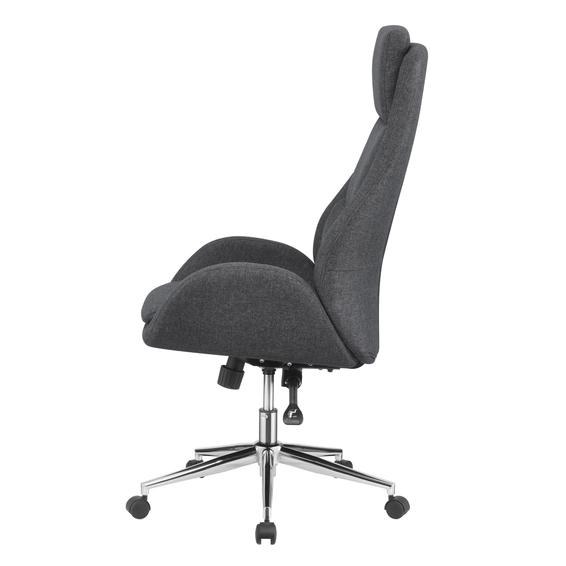 Chrome And Grey Adjustable Desk Chair Solid Grey Office Foam Spot Clean Contemporary,Modern Office Chairs Solid Back Foam Casters Upholstered