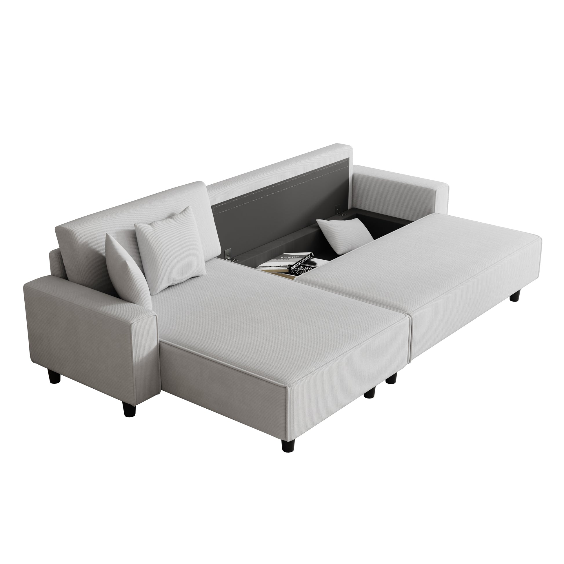 The 93 Inch Grey Corduroy Sofa Bed Comes With Two Pillows To Fit In The Living Room And The Apartment Is Not Overcrowded Gray Corduroy 3 Seat