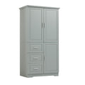 Tall And Wide Storage Cabinet With Doors For Bathroom Office, Three Drawers, Grey Grey Mdf