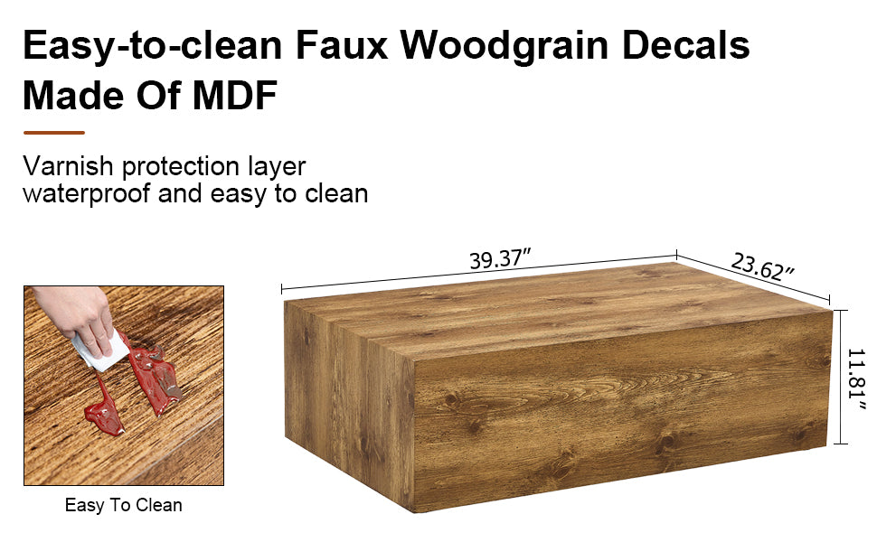 Modern Mdf Coffee Table With Wood Texture Pattern 39.37X23.62X11.81 Inches Stylish And Durable Design Wood Mdf