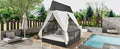 Outdoor Daybed Patio Lounge Bed With Adjustable Backrest Outdoor Double Sun Lounger With Curtains, 4 Pillows For Garden Patio Poolside Balcony Beach, Cream Yes Cream Water Resistant Frame Water Resistant Cushion Garden & Outdoor Sectional Seating Groups