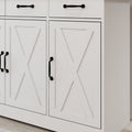 Farmhouse Buffet Cabinet Storage Sideboard With 3 Drawers And 3 Doors For Dining Living Room Kitchen Cupboard White White Mdf