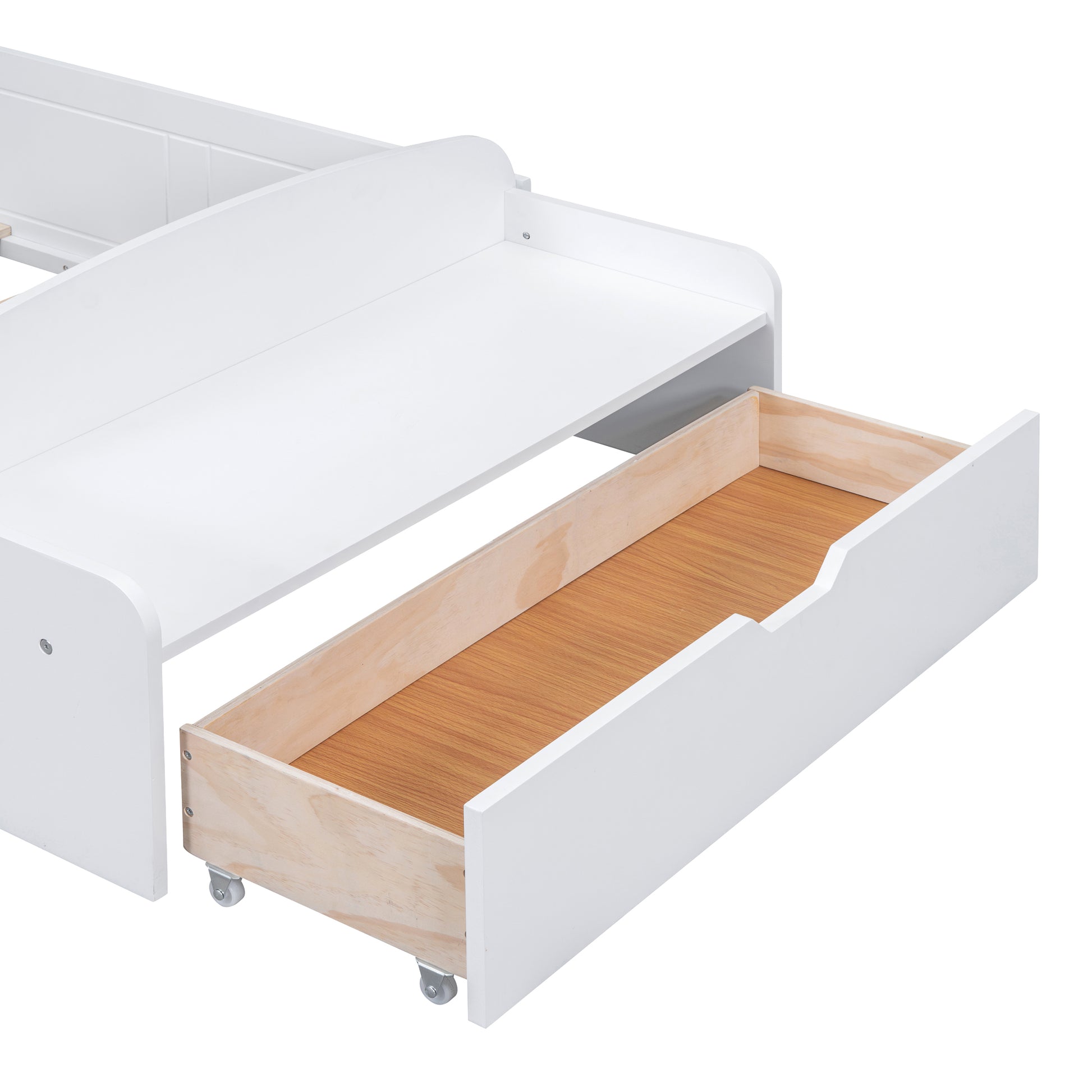 Twin Size House Bed With Bench, Socket And Shelves, White White Solid Wood Mdf