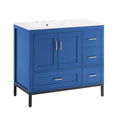 Bathroom Vanity Blue Solid Wood Mdf